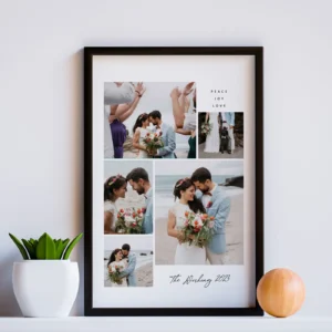 Personalized Wedding Photo Collage Frame – Peace, Joy, Love | Charmc Gift