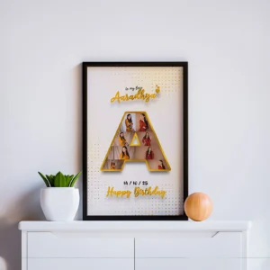 Letter A Birthday Frame with Photos – Custom Name Wall Decor Gift | Charmc Gift