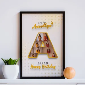 Letter A Birthday Frame with Photos – Custom Name Wall Decor Gift | Charmc Gift