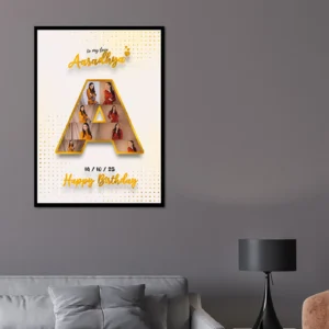 Letter A Birthday Frame with Photos – Custom Name Wall Decor Gift | Charmc Gift