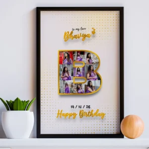 Letter B Personalized Birthday Photo Frame – Custom Alphabet Collage Gift | Charmc Gift