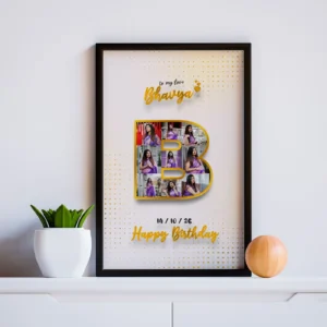 Letter B Personalized Birthday Photo Frame – Custom Alphabet Collage Gift | Charmc Gift