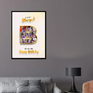 Letter B Personalized Birthday Photo Frame – Custom Alphabet Collage Gift | Charmc Gift