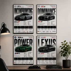 Car Poster Set A4 Size