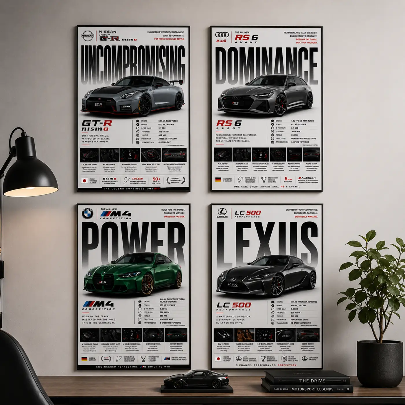 Car Poster Set A4 Size